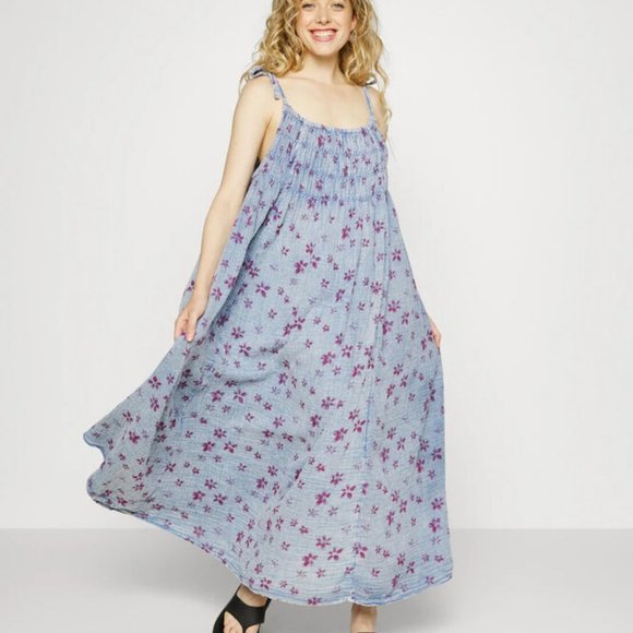 Free People Azure Maxi Dress Floral Printed Tie New M - Picture 2 of 7